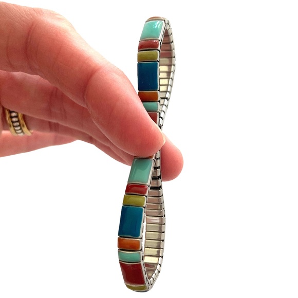 bracelet stretch color blocking tiles colorful chiclet tiles - Picture 9 of 10